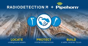 Radiodetection + Pipehorn Logos with underground utility pipes